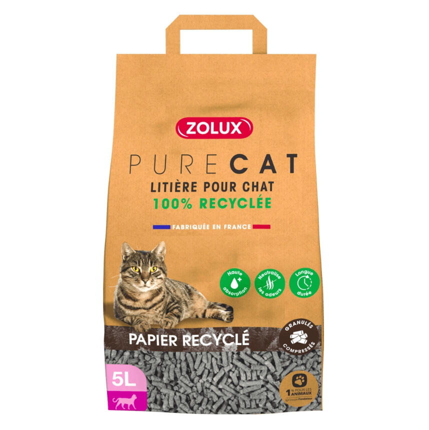 Ghiaia di carta purecat Zolux con riciclaggio 5L