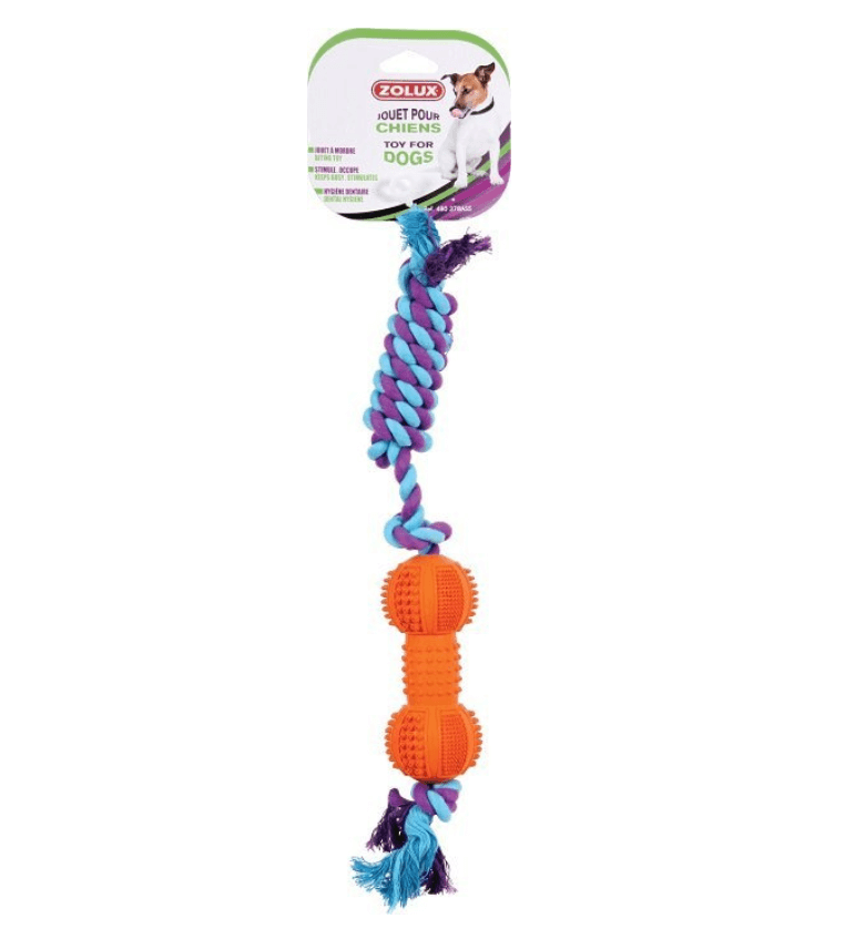 Zolux -Gummi -Knochen mit einer 12 -cm -Schnur - ein Hundespielzeug