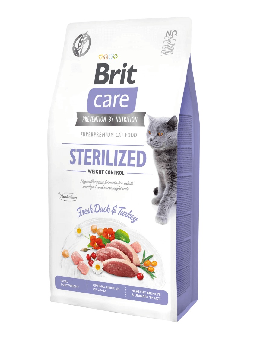 Brit Care Cat Sterilized - anatra e tacchino, controllo del peso e urina sana
