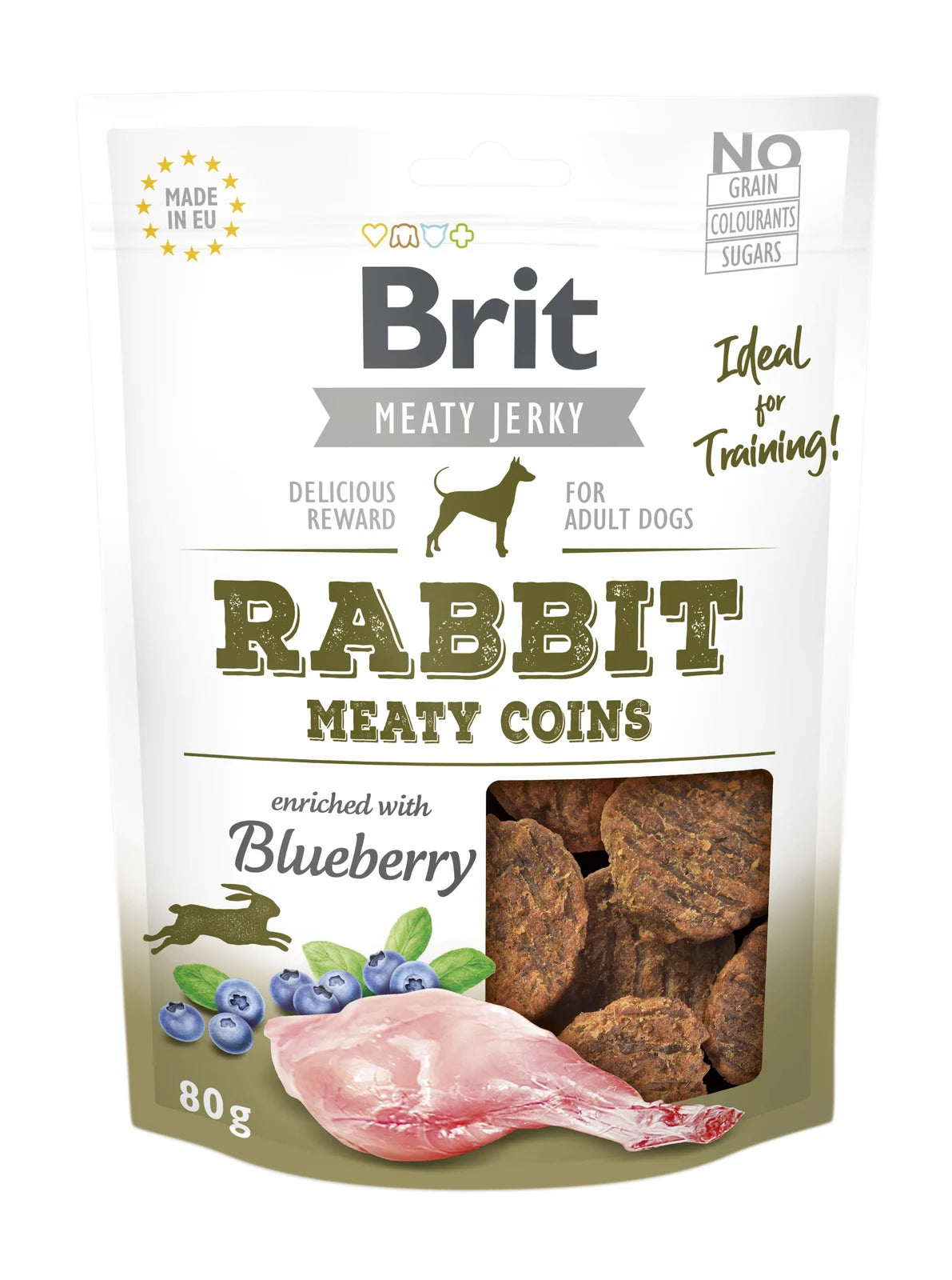 Brit Jerky Rabbit Meat Coins - 85% de lapin et de viande de poulet