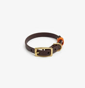 Collar de perro "biotano" en marrón oscuro con naranja