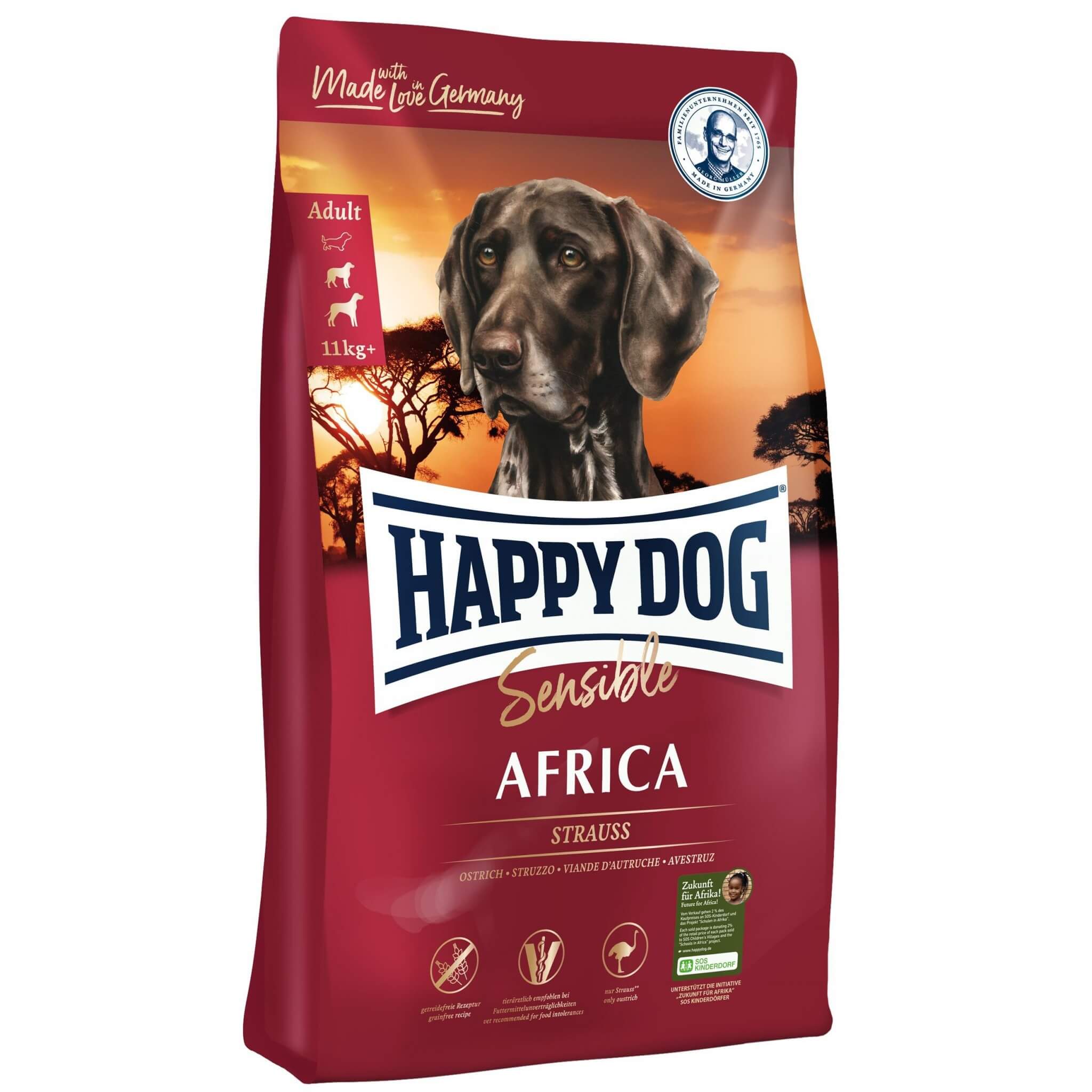Happy Dog Africa - Essen mit Straußfleisch für Hunde