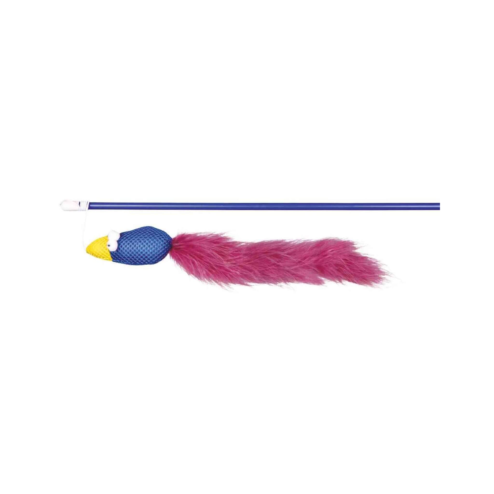 Un'asta di pesce con un uccello e piume, 50 cm
